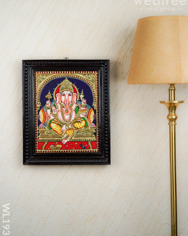 Tanjore Painting Ganesha - Flat (Gold Foil) - 15x12 inch - WL1938 - Tanjore Painting