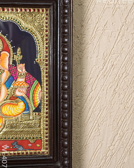 Tanjore Painting - Ganesha - Flat (Gold Foil) - 15x12 inch - WL4079 - Tanjore Painting