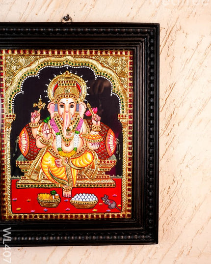 Tanjore Painting - Ganesha - Flat (Gold Foil) - 15x12 inch - WL4079 - Tanjore Painting