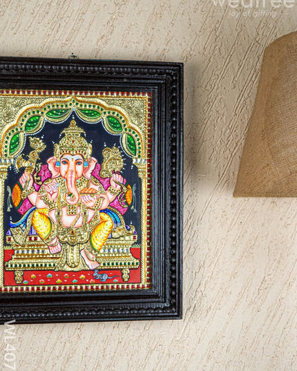 Tanjore Painting - Ganesha - Flat (Gold Foil) - 15x12 inch - WL4079 - Tanjore Painting