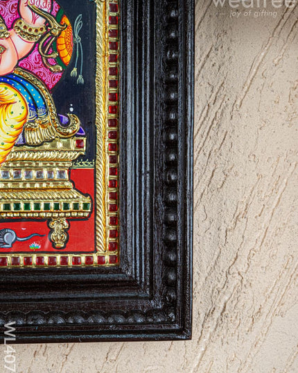 Tanjore Painting - Ganesha - Flat (Gold Foil) - 15x12 inch - WL4079 - Tanjore Painting