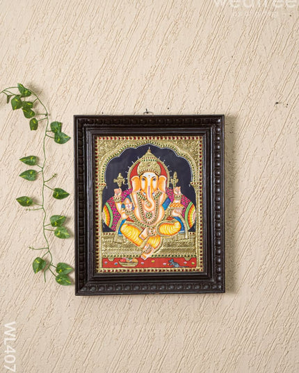 Tanjore Painting - Ganesha - Flat (Gold Foil) - 15x12 inch - WL4079 - Tanjore Painting
