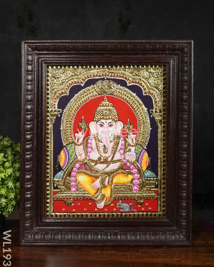 Tanjore Painting Ganesha - Flat (Gold Foil) 15X12 Wl1938