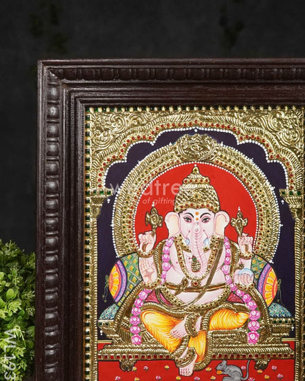 Tanjore Painting Ganesha - Flat (Gold Foil) 15X12 Wl1938