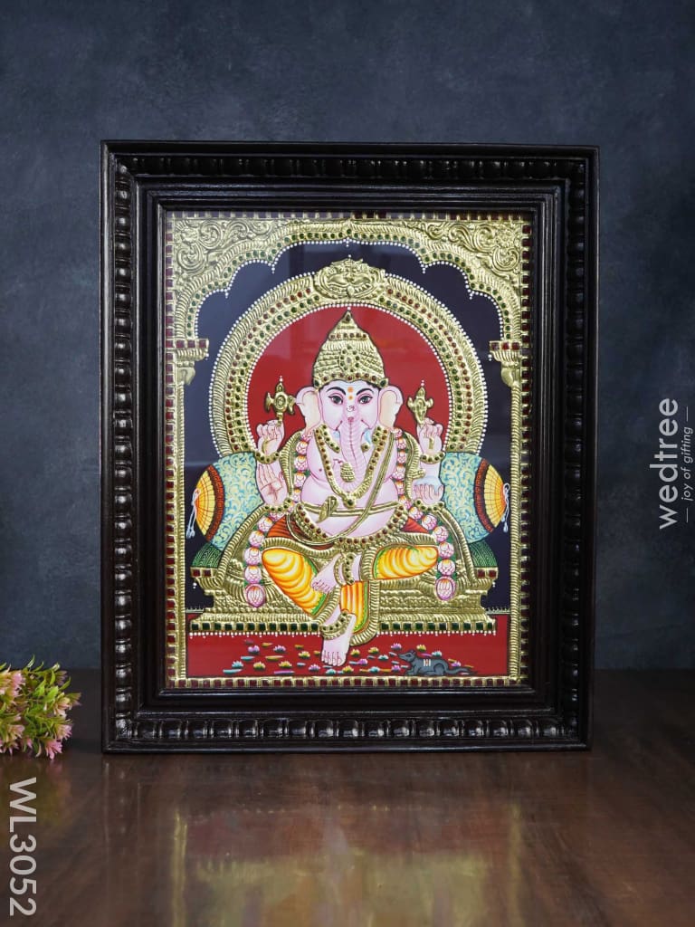 Tanjore Painting Ganesha - 18 X 14 Inch Wl3052