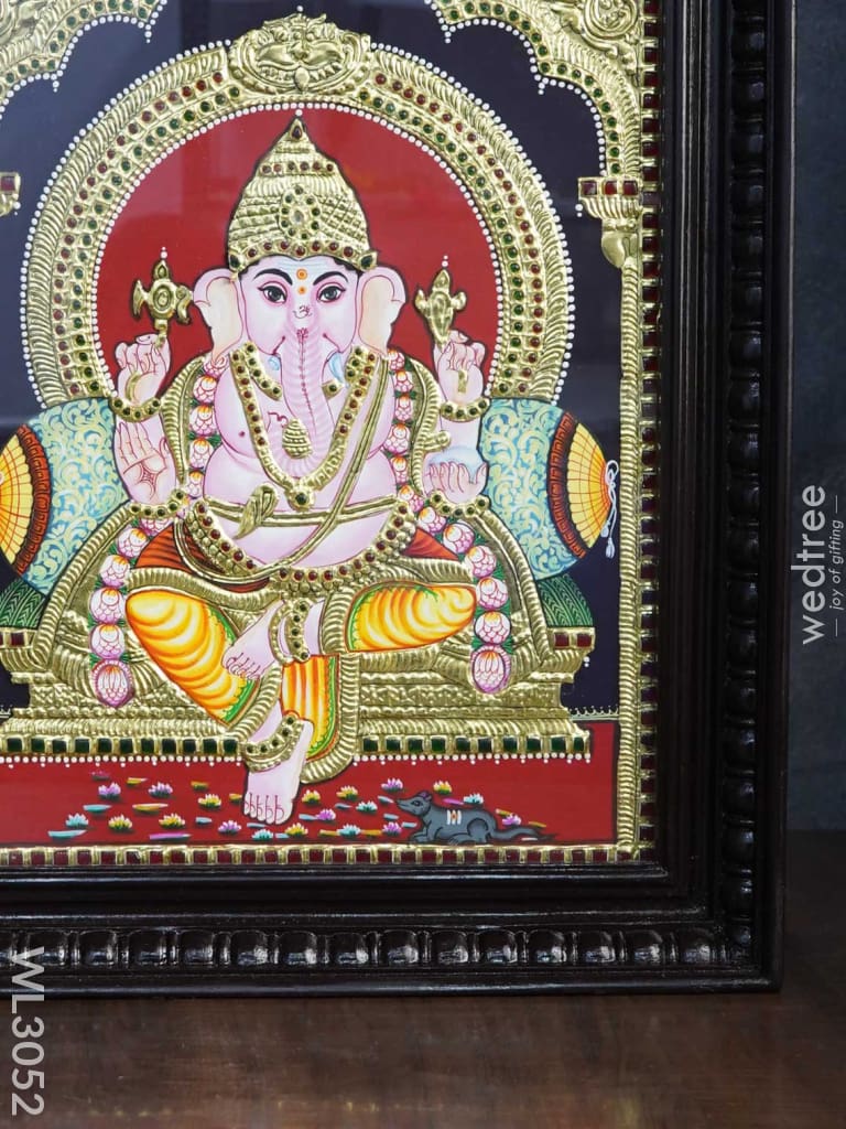 Tanjore Painting Ganesha - 18 X 14 Inch Wl3052