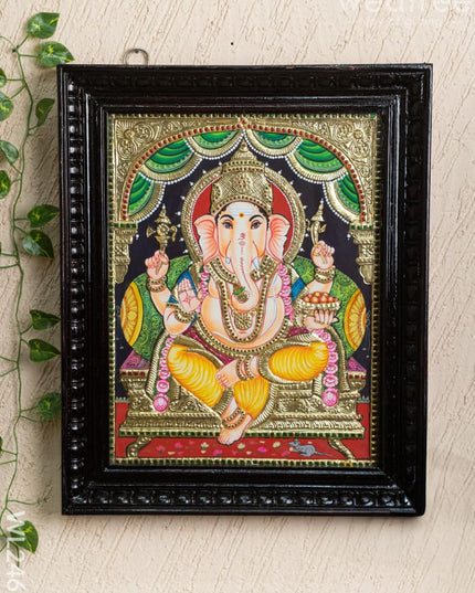 Tanjore Painting - Ganesha - Flat (Gold Foil) - 18x14 inch - WL2465 - Tanjore Painting