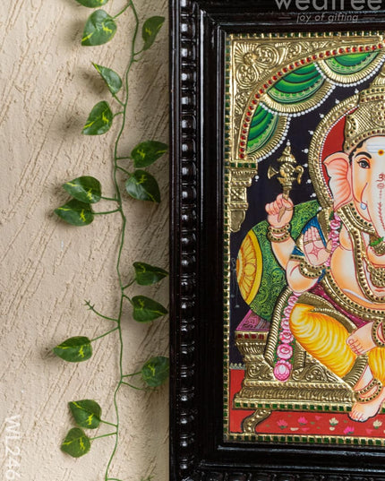Tanjore Painting - Ganesha - Flat (Gold Foil) - 18x14 inch - WL2465 - Tanjore Painting