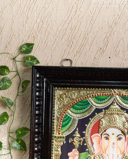 Tanjore Painting - Ganesha - Flat (Gold Foil) - 18x14 inch - WL2465 - Tanjore Painting