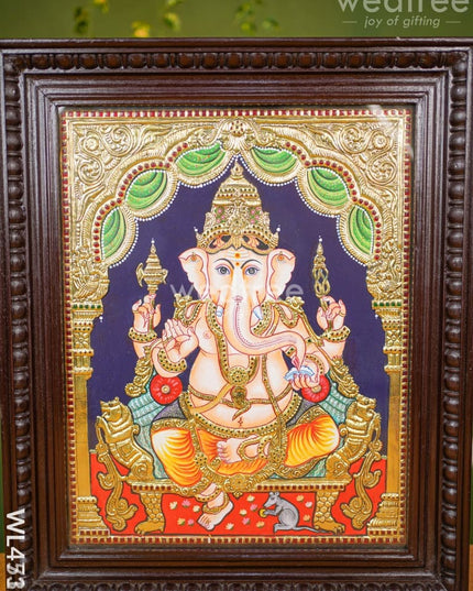 Tanjore Painting - Ganesha - Flat (Gold Foil) - 20x16 inch - WL4532 Tanjore Painting