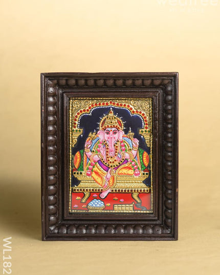 Tanjore Painting - Ganesha - Flat (Gold Foil) - 8x6 inch - WL1821 Tanjore Painting