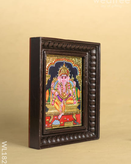 Tanjore Painting - Ganesha - Flat (Gold Foil) - 8x6 inch - WL1821 Tanjore Painting