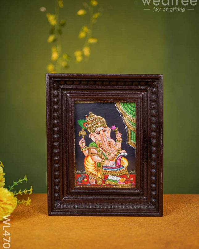 Tanjore Painting - Ganesha Flat (Gold Foil) 8 X 6 Inch- Wl4705