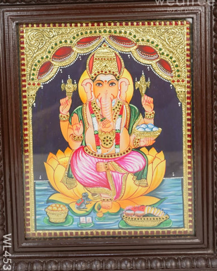 Tanjore Painting - Ganesha Flat (Gold Foil) 15 X 12 Inch Wl4539