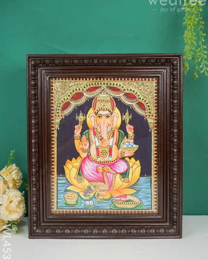 Tanjore Painting - Ganesha Flat (Gold Foil) 15 X 12 Inch Wl4539