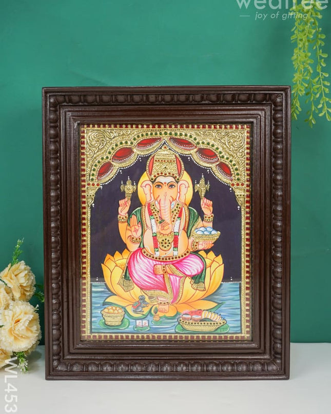 Tanjore Painting - Ganesha Flat (Gold Foil) 15 X 12 Inch Wl4539