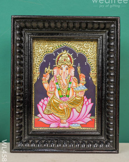 Tanjore Painting - Ganesha Flat (Gold Foil) 8 X 6 Inch Wl4585