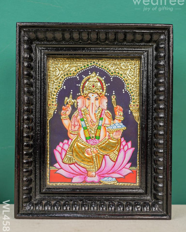 Tanjore Painting - Ganesha Flat (Gold Foil) 8 X 6 Inch Wl4585