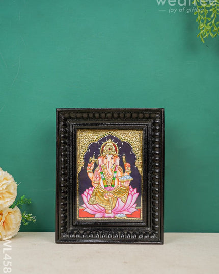 Tanjore Painting - Ganesha Flat (Gold Foil) 8 X 6 Inch Wl4585