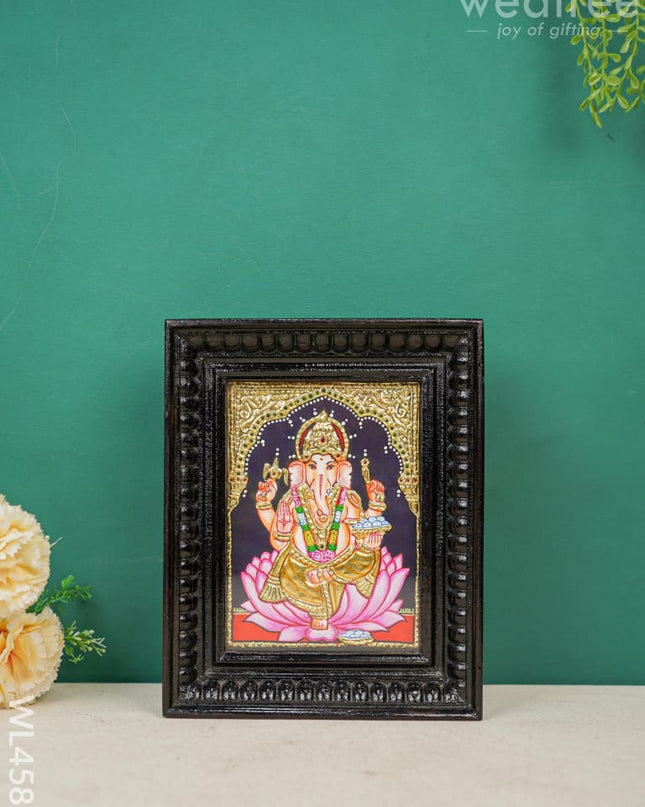 Tanjore Painting - Ganesha Flat (Gold Foil) 8 X 6 Inch Wl4585