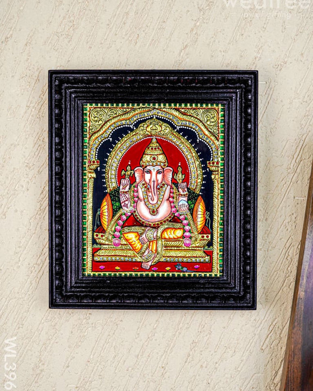 Tanjore Painting - Ganesha - Semi Embossed - 12x10 inch - WL3967 - Tanjore Painting
