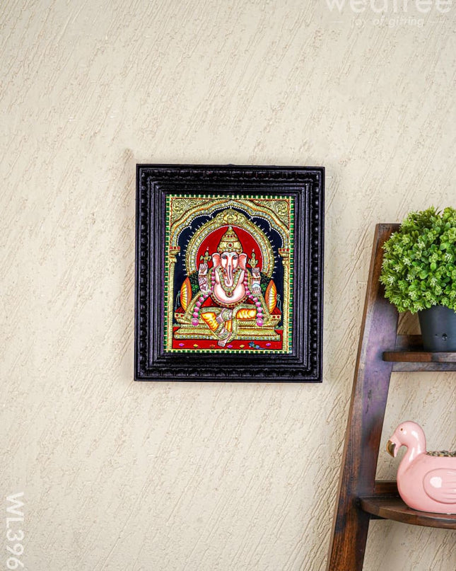 Tanjore Painting - Ganesha - Semi Embossed - 12x10 inch - WL3967 - Tanjore Painting
