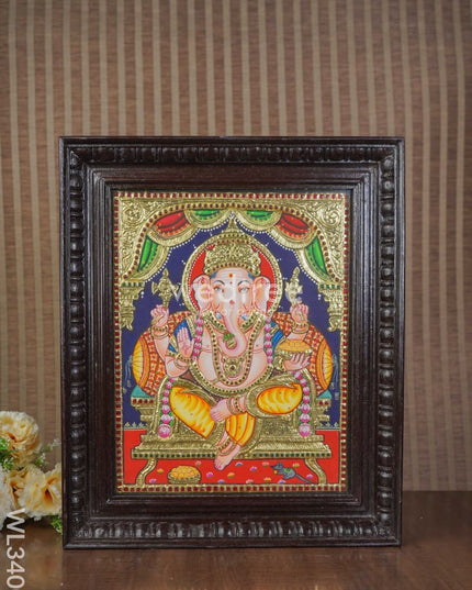 Tanjore Painting Embossed Ganesha - 15 X 12 Inch Wl3400