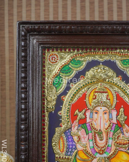 Tanjore Painting Embossed Ganesha - 15 X 12 Inch Wl3400