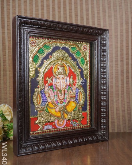 Tanjore Painting Embossed Ganesha - 15 X 12 Inch Wl3400