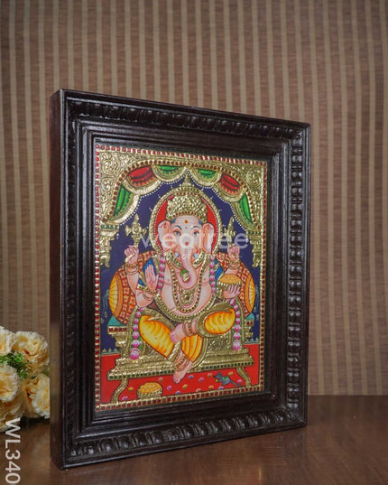 Tanjore Painting Embossed Ganesha - 15 X 12 Inch Wl3400