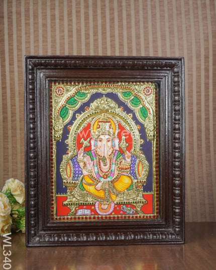 Tanjore Painting Embossed Ganesha - 15 X 12 Inch Wl3400