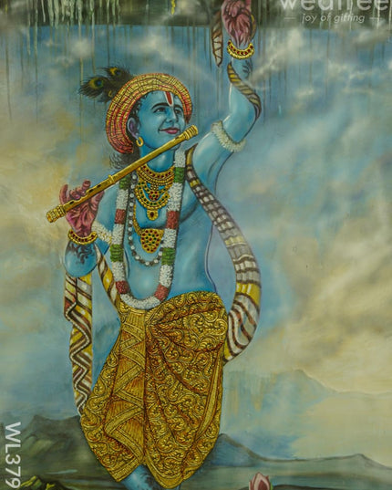 Tanjore Painting Govardhan Giri Krishna - 4X3Ft Wl3797
