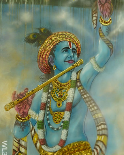 Tanjore Painting Govardhan Giri Krishna - 4X3Ft Wl3797