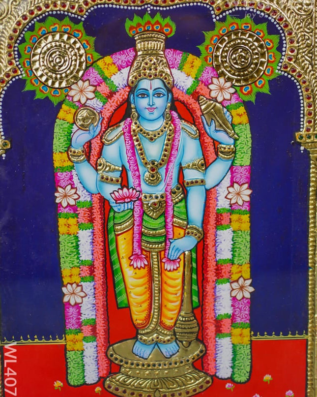 Tanjore Painting - Krishna 15 X 12 Inch Flat [Gold Foil] Wl4075