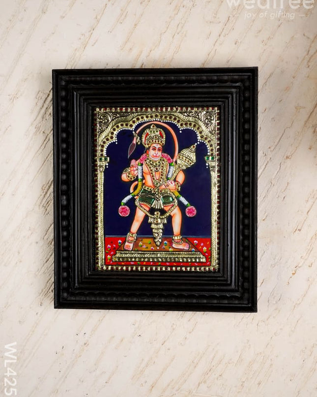 Tanjore Painting - Hanuman - Flat (Gold Foil) - 10x8 inch - WL4259 - Tanjore Painting