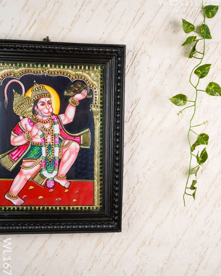 Tanjore Painting - Hanuman - Flat (Gold Foil) - 15x12 inch - WL1675 - Tanjore Painting