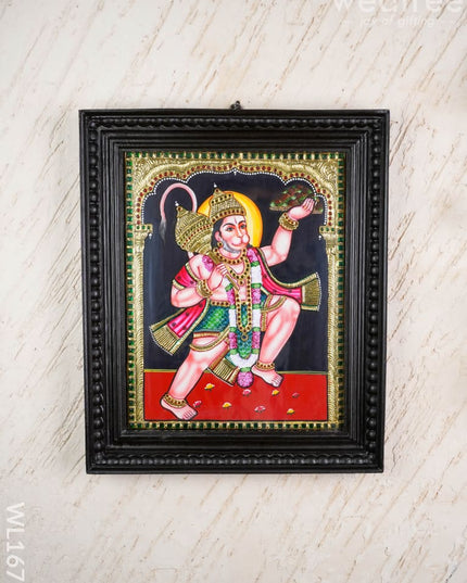 Tanjore Painting - Hanuman - Flat (Gold Foil) - 15x12 inch - WL1675 - Tanjore Painting