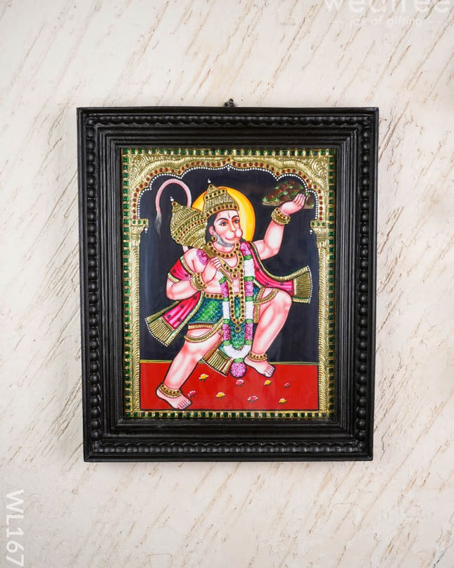 Tanjore Painting - Hanuman - Flat (Gold Foil) - 15x12 inch - WL1675 - Tanjore Painting