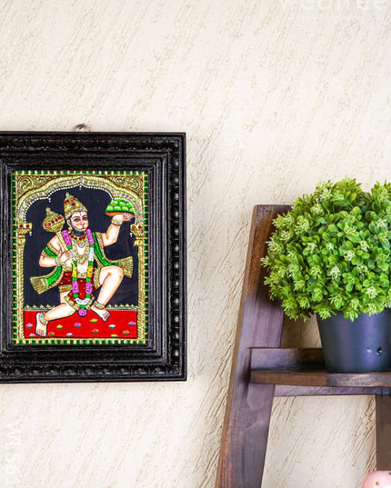 Tanjore Painting - Hanuman - Semi Embossed - 10x8 inch - WL5614 - Tanjore Painting