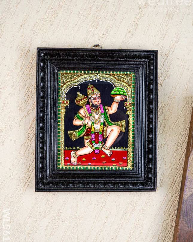 Tanjore Painting - Hanuman - Semi Embossed - 10x8 inch - WL5614 - Tanjore Painting