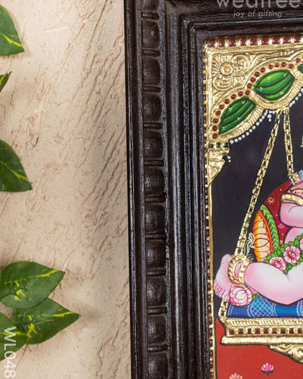 Tanjore Painting - Jhoola Krishna - Flat (Gold Foil) - 10x8 inch - WL0485 - Tanjore Painting