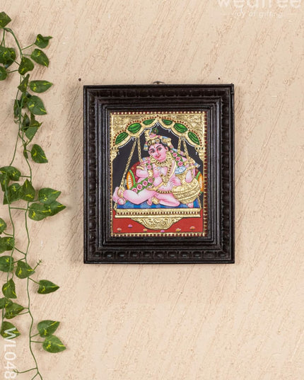 Tanjore Painting - Jhoola Krishna - Flat (Gold Foil) - 10x8 inch - WL0485 - Tanjore Painting