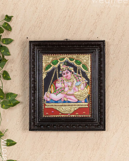 Tanjore Painting - Jhoola Krishna - Flat (Gold Foil) - 10x8 inch - WL0485 - Tanjore Painting