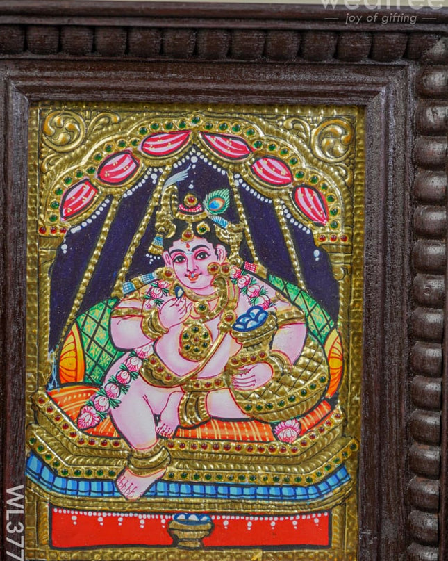 Tanjore Painting Jhoola Krishna - 10X8 Inch Wl3774