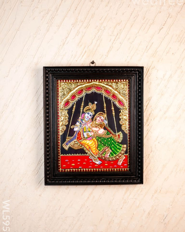 Tanjore Painting - Jhoola Radhakrishna - Flat (Gold foil) - 15x12 inch - WL5950 - Tanjore Painting