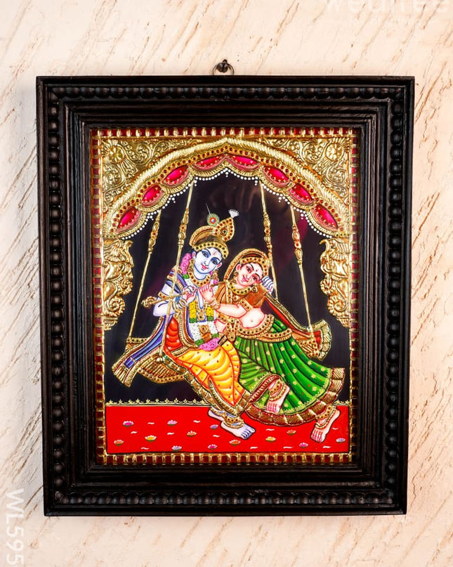 Tanjore Painting - Jhoola Radhakrishna - Flat (Gold foil) - 15x12 inch - WL5950 - Tanjore Painting