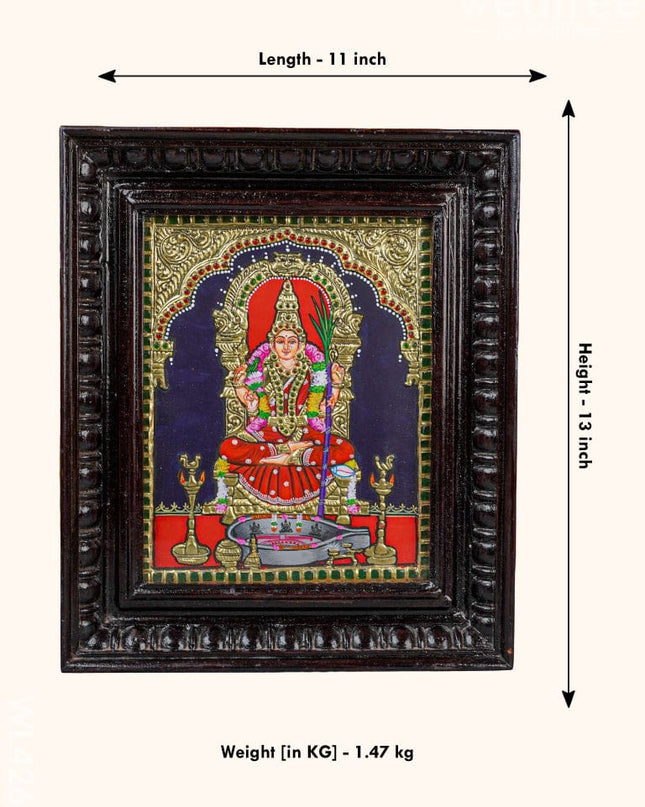 Tanjore Painting - Kamakshi 10 X 8 Inch Flat [Gold Foil] Wl4263