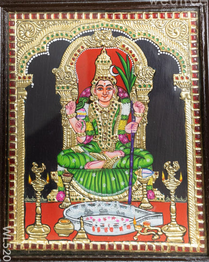 Tanjore Painting - Kamatchi - Flat (Gold Foil) - 12x10 inch - WL5205 - Tanjore Painting