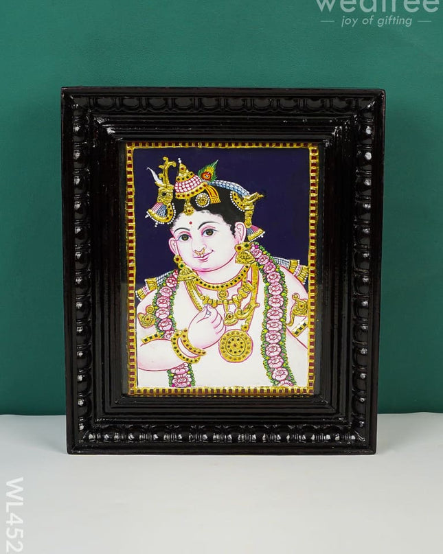 Tanjore Painting - Krishna Face Flat (Gold Foil) 10 X 8 Inch Wl4528