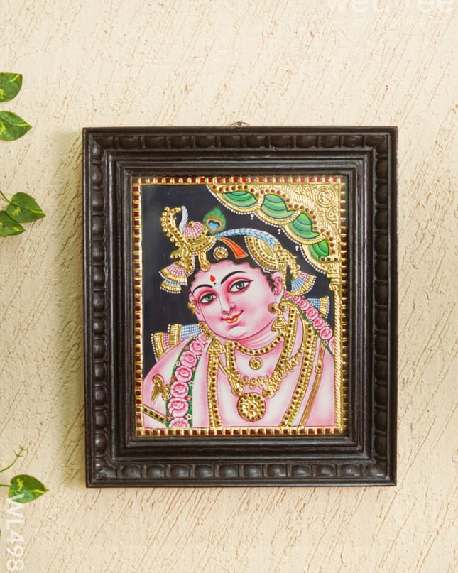 Tanjore Painting - Krishna Face - Flat - 12*10 inch - WL4982 Tanjore Painting